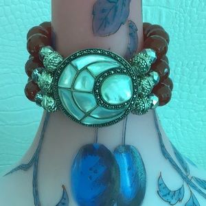 Vintage sterling MOP AGATE BRACELET